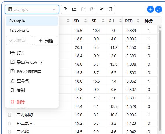 带有下拉菜单和操作按钮的工具栏