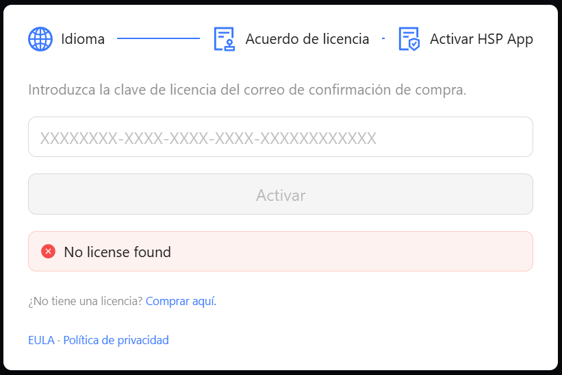 Paso de activación de licencia del diálogo de configuración