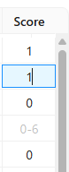 Score column with several values filled in